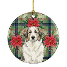 Load image into Gallery viewer, Badger Great Pyrenees Christmas PoinsettIas Ceramic Ornament