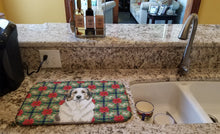 Load image into Gallery viewer, Badger Great Pyrenees Christmas PoinsettIas Dish Drying Mat