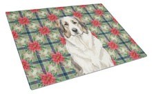 Load image into Gallery viewer, Badger Great Pyrenees Christmas PoinsettIas Glass Cutting Board