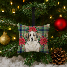 Load image into Gallery viewer, Badger Great Pyrenees Christmas PoinsettIas Hanging Square Fabric Ornament 3.5 x 3.5