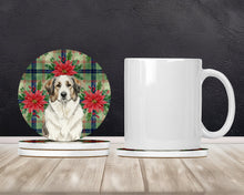 Load image into Gallery viewer, Badger Great Pyrenees Christmas PoinsettIas Large Sandstone Coasters Pack of 4
