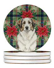 Load image into Gallery viewer, Badger Great Pyrenees Christmas PoinsettIas Large Sandstone Coasters Pack of 4