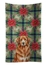 Load image into Gallery viewer, Reddish Brown Great Pyrenees Christmas PoinsettIas Kitchen Towel