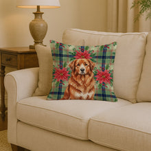 Load image into Gallery viewer, Reddish Brown Great Pyrenees Christmas PoinsettIas Throw Pillow