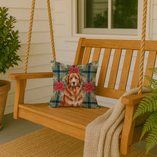 Load image into Gallery viewer, Reddish Brown Great Pyrenees Christmas PoinsettIas Throw Pillow