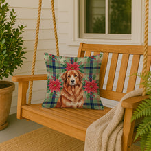 Load image into Gallery viewer, Reddish Brown Great Pyrenees Christmas PoinsettIas Throw Pillow