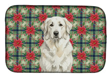 Load image into Gallery viewer, White Great Pyrenees Christmas PoinsettIas Dish Drying Mat