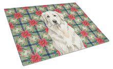 Load image into Gallery viewer, White Great Pyrenees Christmas PoinsettIas Glass Cutting Board