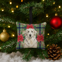 Load image into Gallery viewer, White Great Pyrenees Christmas PoinsettIas Hanging Square Fabric Ornament 3.5 x 3.5