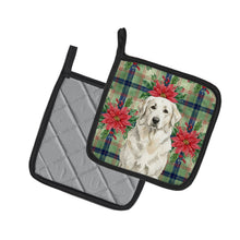 Load image into Gallery viewer, White Great Pyrenees Christmas PoinsettIas Pair of Pot Holders