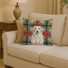 Load image into Gallery viewer, White Great Pyrenees Christmas PoinsettIas Throw Pillow
