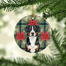 Load image into Gallery viewer, Greater Swiss Mountain Dog Christmas PoinsettIas Ceramic Ornament