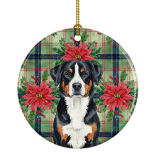 Load image into Gallery viewer, Greater Swiss Mountain Dog Christmas PoinsettIas Ceramic Ornament