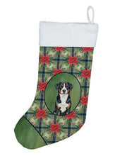 Load image into Gallery viewer, Greater Swiss Mountain Dog Christmas PoinsettIas Holiday Stocking