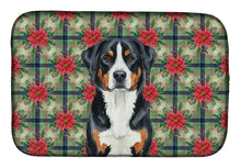 Load image into Gallery viewer, Greater Swiss Mountain Dog Christmas PoinsettIas Dish Drying Mat