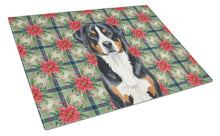 Load image into Gallery viewer, Greater Swiss Mountain Dog Christmas PoinsettIas Glass Cutting Board