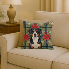 Load image into Gallery viewer, Greater Swiss Mountain Dog Christmas PoinsettIas Throw Pillow