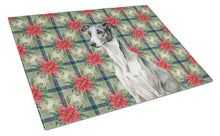 Load image into Gallery viewer, Black and White Greyhound Christmas PoinsettIas Glass Cutting Board