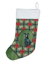 Load image into Gallery viewer, Black Greyhound Christmas PoinsettIas Holiday Stocking