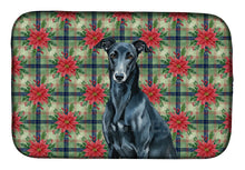 Load image into Gallery viewer, Black Greyhound Christmas PoinsettIas Dish Drying Mat