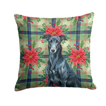 Load image into Gallery viewer, Black Greyhound Christmas PoinsettIas Throw Pillow