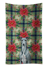 Load image into Gallery viewer, Blue Brindle Greyhound Christmas PoinsettIas Kitchen Towel