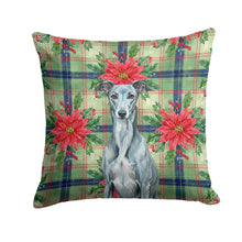 Load image into Gallery viewer, Blue Brindle Greyhound Christmas PoinsettIas Throw Pillow