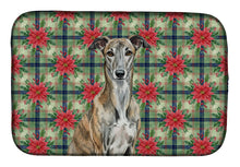 Load image into Gallery viewer, Brindle Greyhound Christmas PoinsettIas Dish Drying Mat