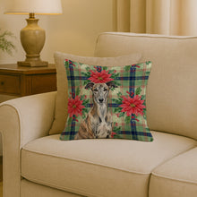 Load image into Gallery viewer, Brindle Greyhound Christmas PoinsettIas Throw Pillow