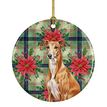 Load image into Gallery viewer, Red Greyhound Christmas PoinsettIas Ceramic Ornament
