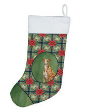 Load image into Gallery viewer, Red Greyhound Christmas PoinsettIas Holiday Stocking