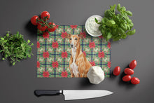 Load image into Gallery viewer, Red Greyhound Christmas PoinsettIas Glass Cutting Board