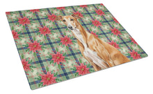 Load image into Gallery viewer, Red Greyhound Christmas PoinsettIas Glass Cutting Board