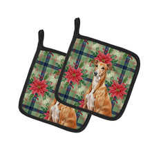 Load image into Gallery viewer, Red Greyhound Christmas PoinsettIas Pair of Pot Holders