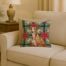 Load image into Gallery viewer, Red Greyhound Christmas PoinsettIas Throw Pillow