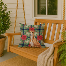Load image into Gallery viewer, Red Greyhound Christmas PoinsettIas Throw Pillow