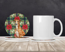 Load image into Gallery viewer, Red Greyhound Christmas PoinsettIas Large Sandstone Coasters Pack of 4