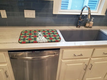 Load image into Gallery viewer, White Greyhound Christmas PoinsettIas Dish Drying Mat