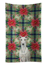 Load image into Gallery viewer, White Greyhound Christmas PoinsettIas Kitchen Towel