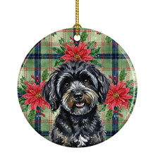 Load image into Gallery viewer, Black Havanese Christmas PoinsettIas Ceramic Ornament