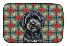 Load image into Gallery viewer, Black Havanese Christmas PoinsettIas Dish Drying Mat