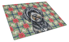 Load image into Gallery viewer, Black Havanese Christmas PoinsettIas Glass Cutting Board