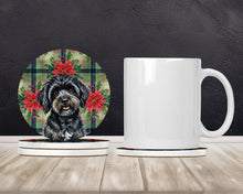 Load image into Gallery viewer, Black Havanese Christmas PoinsettIas Large Sandstone Coasters Pack of 4