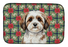 Load image into Gallery viewer, Parti-color Havanese Christmas PoinsettIas Dish Drying Mat