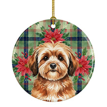 Load image into Gallery viewer, Sable Havanese Christmas PoinsettIas Ceramic Ornament
