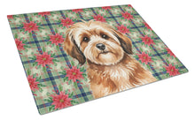 Load image into Gallery viewer, Sable Havanese Christmas PoinsettIas Glass Cutting Board