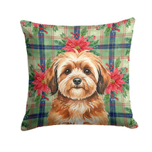 Load image into Gallery viewer, Sable Havanese Christmas PoinsettIas Throw Pillow