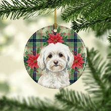 Load image into Gallery viewer, White Havanese Christmas PoinsettIas Ceramic Ornament