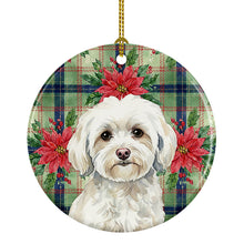 Load image into Gallery viewer, White Havanese Christmas PoinsettIas Ceramic Ornament