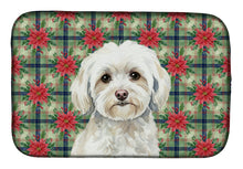 Load image into Gallery viewer, White Havanese Christmas PoinsettIas Dish Drying Mat